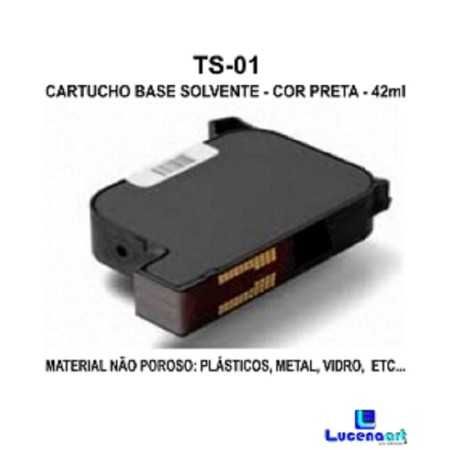 Cartucho Inkjet TS-01 base solvente cor preta para impressão em plástico e metal